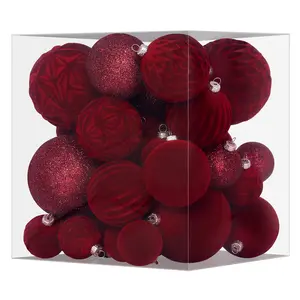 36 Pieces Soft Velvet Christmas Balls, Tree Decoration Hanging Ornaments, Festive Flair Holiday Decorations, Perfect for Xmas Celebrations