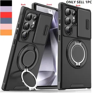 Durable Anti-Drop Sliding Camera Lens Protector Phone Case for Samsung Galaxy S25 S24 S23 S22 Ultra Plus , Shockproof Protective Cover with Stand Feature