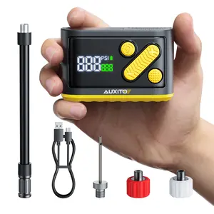 AUXITO Bike Pump, Mini Electric Bicycle Pump with Guage 20s Fast Inflate, 120PSI Bike Tire Pump with Presta & Schrader Valve Adaptor, Bike Accessories for Road Mountain Bike, E-Bike, Motorcycle