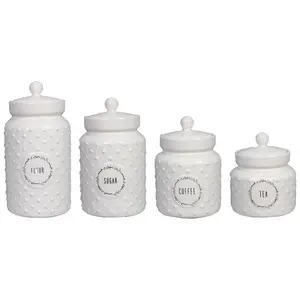 Young's Inc. Set of 4 Cottage Core Ceramic Canisters