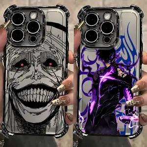 anime s-solo l-levelings Plating Phone Case For iPhone 17 16 15 14 13 12 11 Pro ProMax Plus Air Anti Fall Airbag