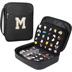 Pin Display Bag, Letter PU Pin Trading Book with 8 Pages, Waterproof Enamel Pins Holder Board, Suitable as Pin Collection Display Case, M