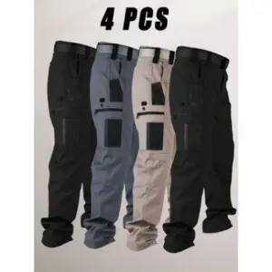 4 Pack Tactical Pants for Men Stretch, Ripstop Work Men, Lightweight Hiking Cargo Pants, Outdoor Apparel, Gift Summer Pocket Trouserx
