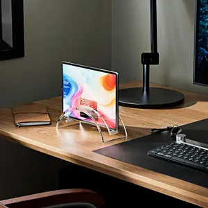 Vertical Computer Stand, Acrylic Vertical Laptop Holder, Space-Saving Desk Base, Two Colors Available, Fits All Macbook Surface Samsung Hp Dell