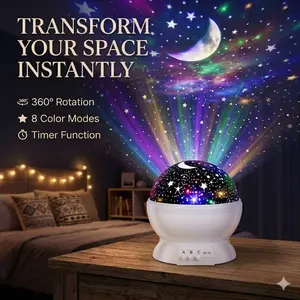 RGB Kids Night Light Projector - LED Light Bedroom, Baby Sensory Toy, Glow-in-the-Dark Star Ceiling Decor, Home Improvement Lighting Accessory tiktokshopspringglowup