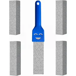 Pumice Stone Toilet Bowl Cleaner with Handle, Pumice Sticks Pumice Scouring Pad Powerfully Remove Hard Water Ring, Calcium Buildup, Cleaning Pool, Toilet, Kitchen Sink, Grill, Bathtubs, 5 Pack Blue