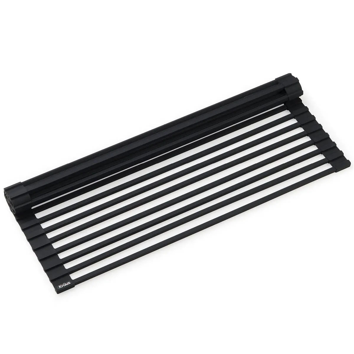 212 MAIN Kraus KRM-10BLACK Multipurpose Over Sink Roll-Up Silicone Kitchen Rack Shelf - Stainless, Durable Sturdy Kitchen Accessory