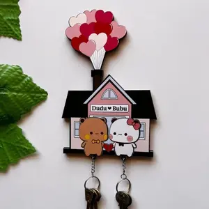 New Wall Key Holder Panda Bubu And Dudu Acrylic Keychain Hanger Cartoon  Backpack Charm Key Ring Pendant Accessory Couple Gifts