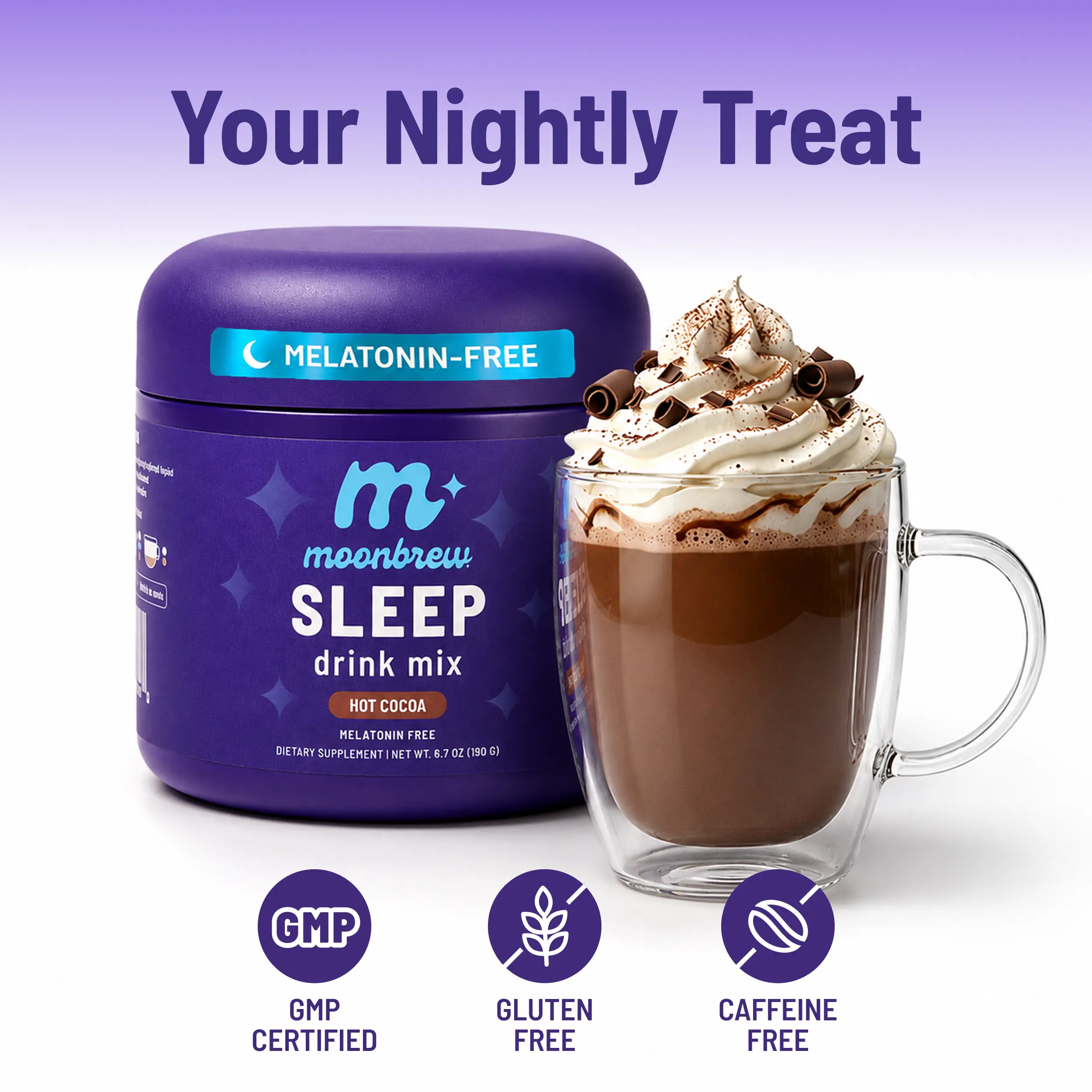MoonBrew Hot Cocoa – Magnesium Sleep Drink (Caramel Chocolate, Mint Chocolate, Coconut Chocolate, Sleepy Berry)