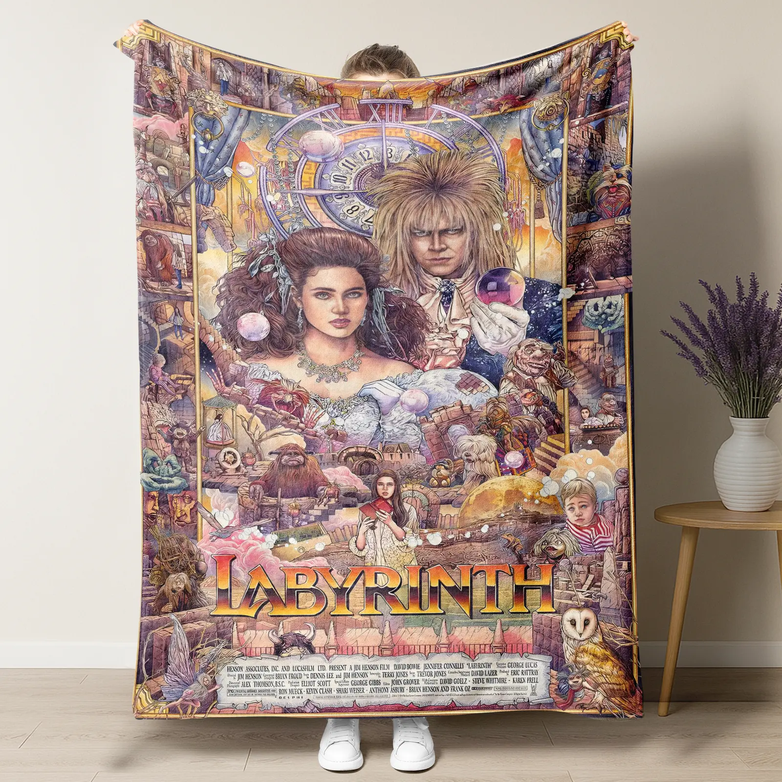 Labyrinth Movie Blanket Flannel Jareth Goblin King Design Ultra Soft All Season Throw Gift For Fans Couch Bed Office Travel Fantasy Decor