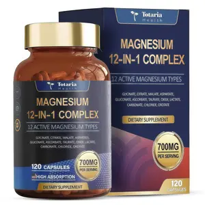 The most popular among customers 12-in-1Magnesium Complex700mg-Supplement with GlycinateCitrate MalateOxide Taurate Aspartate Orotate, VeganCapsulesfor Muscle,Heart,and Relaxation SupportHealthcare, Dietary, Vitamin, Bathroom, Fitness