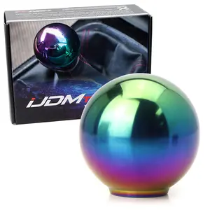 iJDMTOY Super Weighted JDM Neo Chrome Round Shift Knob For Both Manual or Automatic, For Honda Acura Mazda Mitsubishi Nissan Infiniti Lexus Toyota Scion, etc