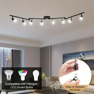 6/8 Bulb Matt Black Adjustable Dimmable Ceiling Spotlight Track Lighting Kit for Bar, Living Room Bedroom Lighting GU10 Base (Bulb Not Included)
