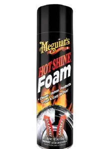 Meguiar's Hot Shine Tire Foam 19 Oz Aerosol - Cleans Shines Protects in One Step with Deep Black Finish UV Protection for Long Lasting Results