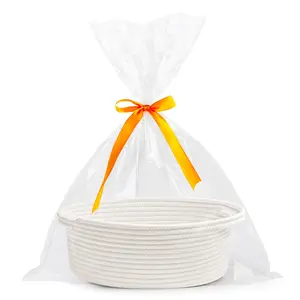 Small Woven Basket DIY Gift Bag Ribbon Holder, Perfect Mother's Day Gift Storage Bin, Baby Toy Organizer 12"x8"x5" with Handle, Birthday Gift Baskets