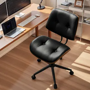 CAODOC Armless Office Chair, Home Office Low Back Dresser Lumbar Support, Height Adjustable 360° Swivel Computer Chair, Armless, Suitable for Narrow Spaces