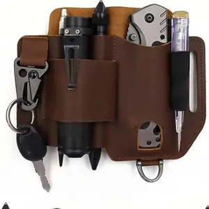 Tactical Tool Belt Pouch | Durable Cowhide MOLLE-Compatible Waist Pack for Outdoor Camping, Hiking & Hunting | Multi-Pocket EDC Organizer for Knives, Gear & Survival Tools