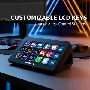 15-Key Programmable Control Deck, Stream Deck with LCD Display, Customizable Keys, Macro Keyboard for Obs Vmix Adobe Creative Cloud Photoshop, PC/MAC