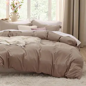 Khaki Oversized King Duvet Cover - 3 Prewashed-Like Extra, Includes 1 Duvet Cover 120x98 Inches with Closure  2 Pillow Shams, Comforter Not Included