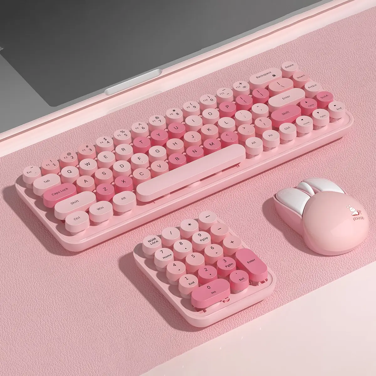 Mofii 3-in-1 Computer Keyboard & Mouse Combo - Gradient Pink, Wireless 2.4G Connection, Optical Movement, Compact & Portable, Ambidextrous, Separate Numeric Keypad, Compatible with Desktops & Laptops, US QWERTY Layout (Battery Not Included)