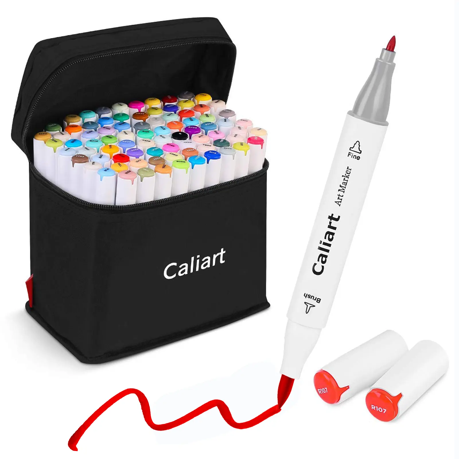 Caliart Official 81Colors Alcohol Based Art Markers Dual Tip Marker Set Permanent Colored Sketch Pens with Case for Adult Coloring Drawing Illustration Card Making Art Supplies Craft Supplies DIY Crafts Journaling Notebook Planner Teacher Gift