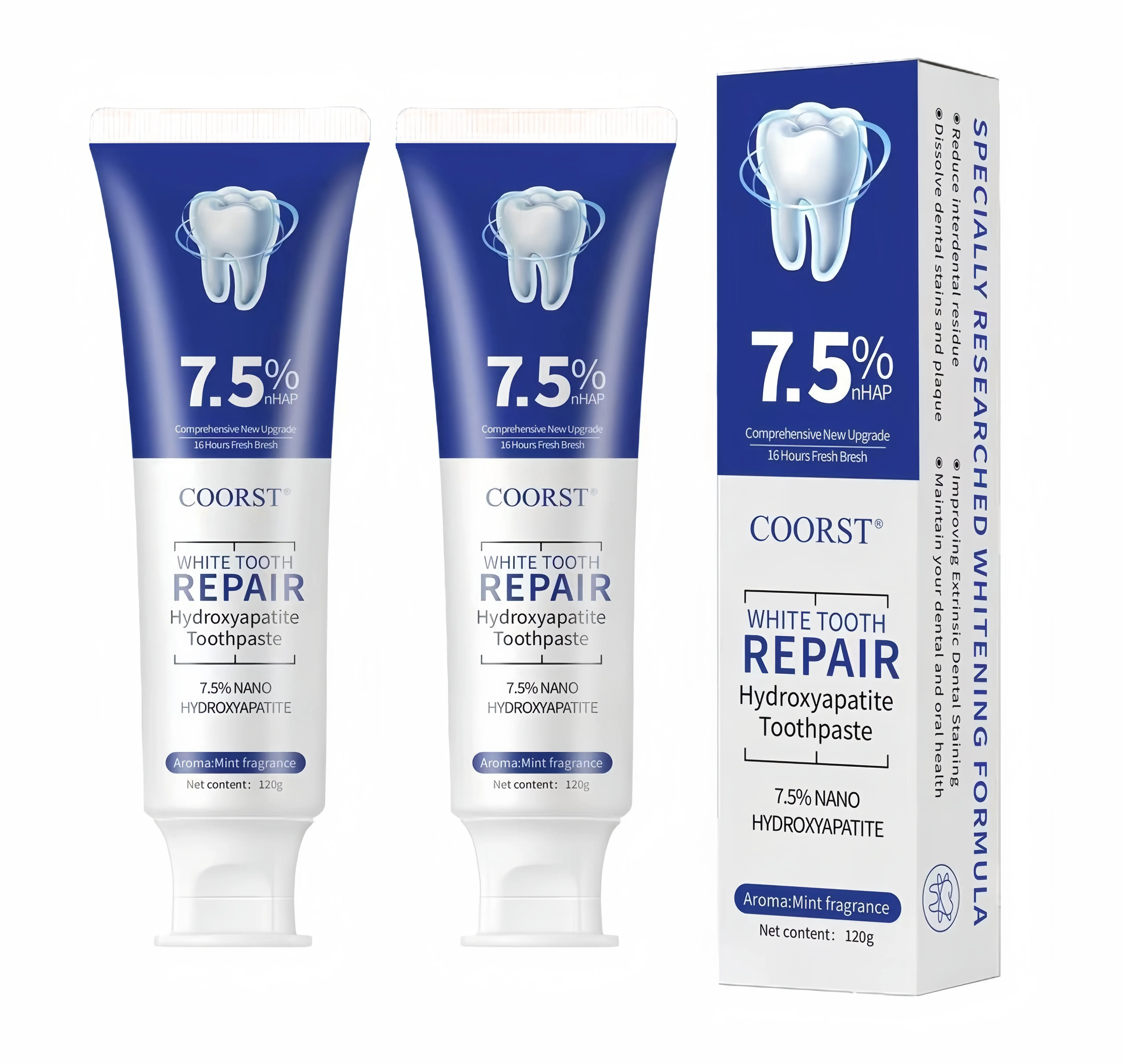 Hydroxyapatite Toothpaste Nano, Natural Ingredient, Gentle Effective Remineralizing Fluoride Free Daily Care Oral Care Product for Sensitive Teeth, Whitening, Stain Removal, Breath Freshening, Tooth Repair, Kids, Remineralizing Toothpaste