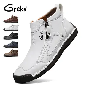 GREKS Men's Casual Ankle Boots with Side Zipper Everyday Footwear Walking Shoes