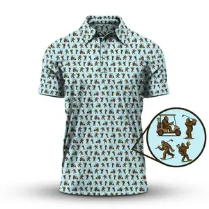 Bigfoot Funny Golf Polo Shirt for Men Sasquatch Graphic Humor Casual Golf Outfit Tee