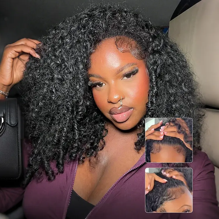 [Wear Go Half Wig] BGMgirl Burmese Curly Wear Go Spiral Curly Ends Half Wig Invisible Hairline Draw-string Cap Seamless Flip Over Locs Style Human Hair Wig Beginner Friendly Vacation Hair Updo Down Style #mothersdaygift #SummerVibes summerwins