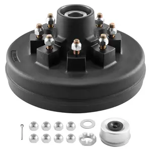 Electric Trailer Brake Drum, 8 On 4 In Bolt Pattern, Replacement Brake Drum For 7000 Lb Trailer Axles, Electric Trailer Brake Component, 12V Or 24V Compatible, Zinc Plated, Durable Heavy Duty Drum For Towing