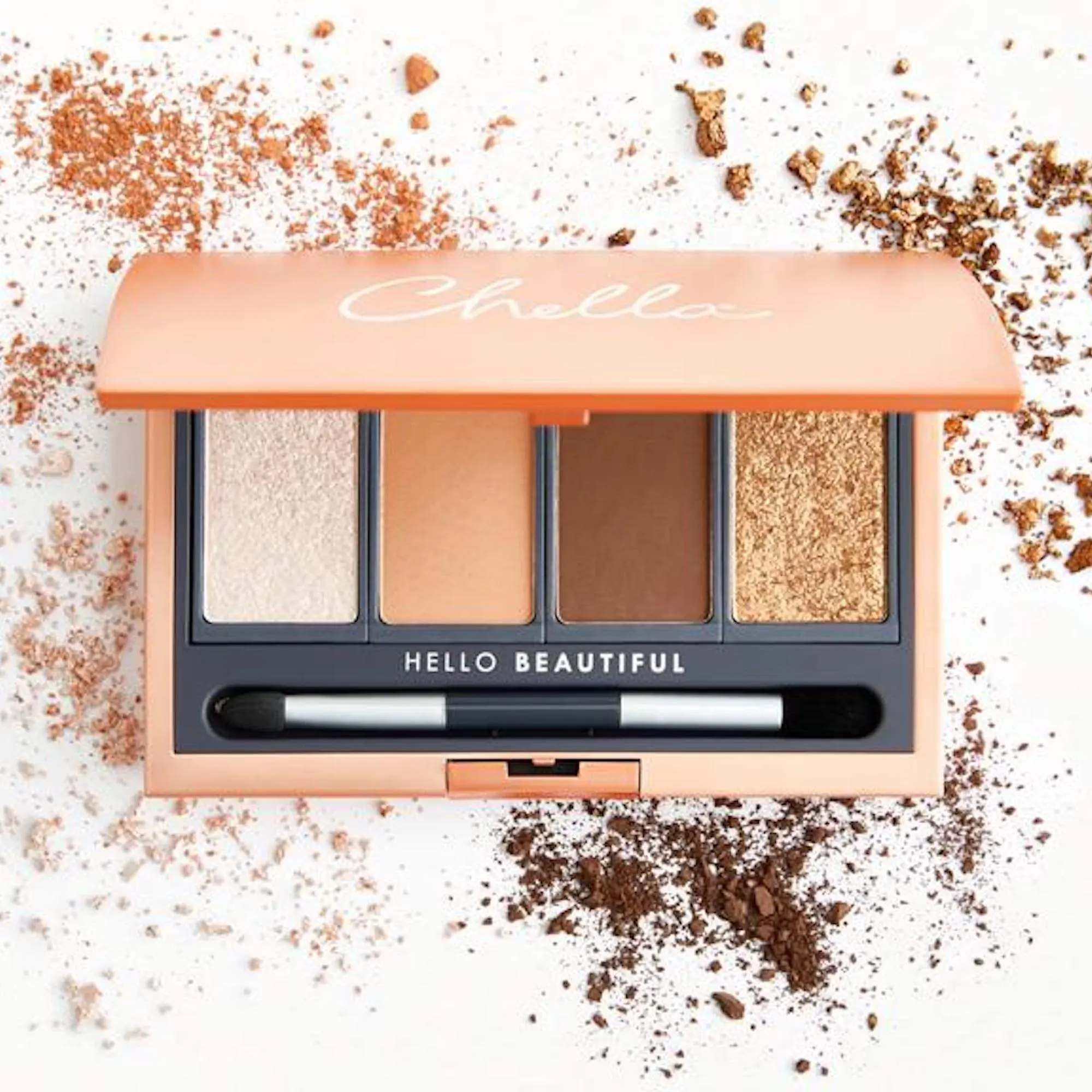 Chella La Vie Eyeshadow Palette - Hydrating, Nourishing Creamy Formula with Rich Buildable Pigment, 4 Long-Lasting Silky Smooth Matte & Pearl Shades, Refillable with Brush & Olive Oil for Hydration, Vegan, Non-Toxic, Cruelty-Free Evening Cosmetic