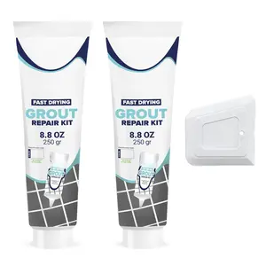 Grout - Premixed Grout Repair Set, 8.8 oz, 2 Pack Tile Grout Tubes, Repairs and Renews Tile Grout in Bathroom and Kitchen, Odorless and Safe Formula - 2 Pack (White)