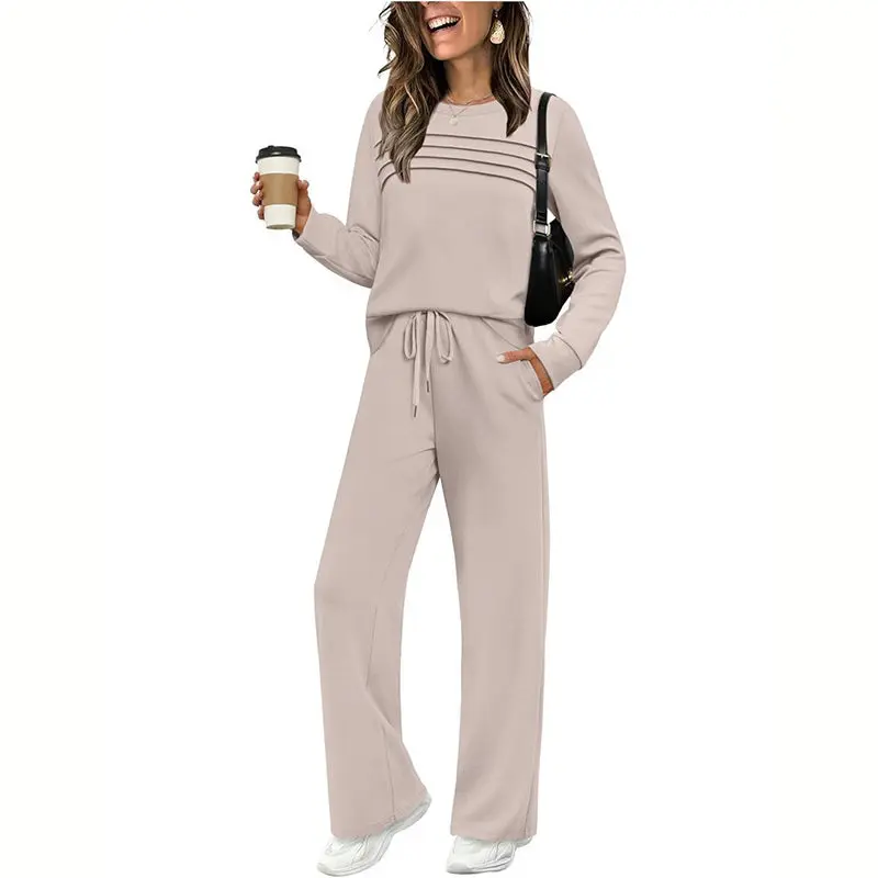 Women's Solid Color 2-Piece Lounge Set – Cozy Athleisure Outfit
