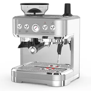 Garvee 20-bar Espresso Coffee Machine, Semi-automatic Coffee Maker with Grinder, Stainless Steel, Automatic Milk Espresso Coffee Maker with 94-ounce Water Tank for Office and