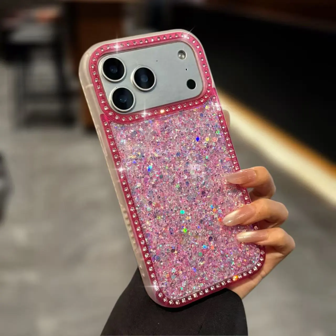 High-end shiny rhinestone phone case, dopamine style phone case, compatible with iPhone 17/16/15/14/13/12/11 Pro Max, phone case for women, made of TPU+PC material.
