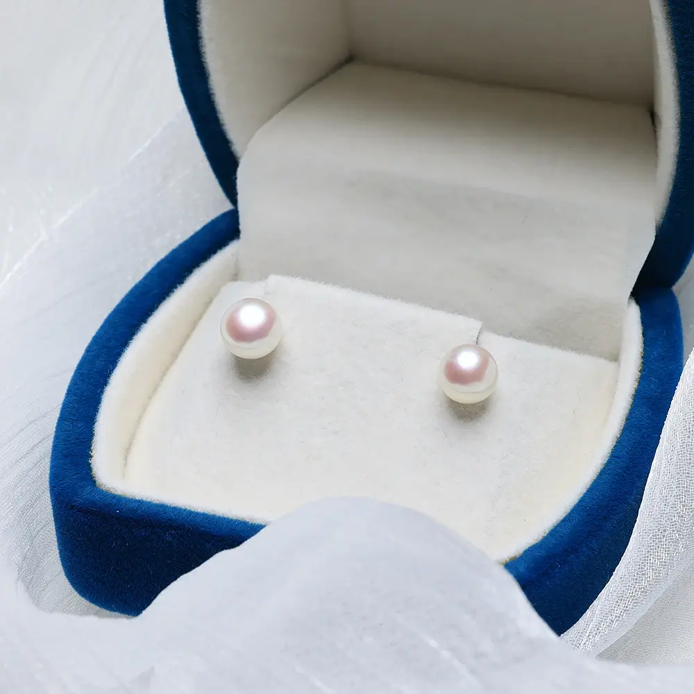 7-8mm White pearl earrings for women or men, Good Love Gift For Anniversary, Birthday
