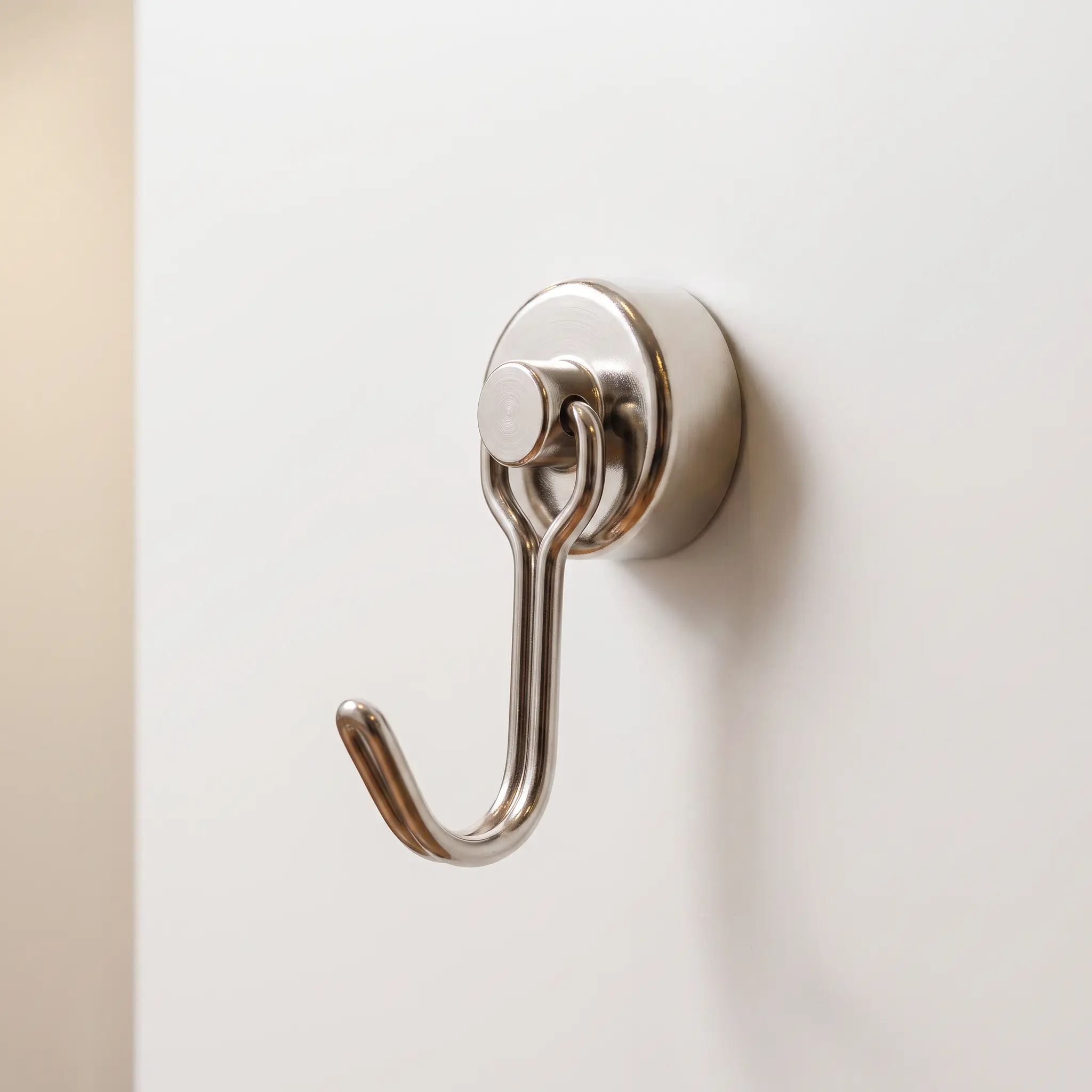 Strong Neodymium Magnetic Hook, 180° Rotating Stainless Steel Hanger, Heavy Duty Magnet for Fridge Whiteboard Metal Cabinets, No-Drilling Kitchen Office Home Organizer, Silver