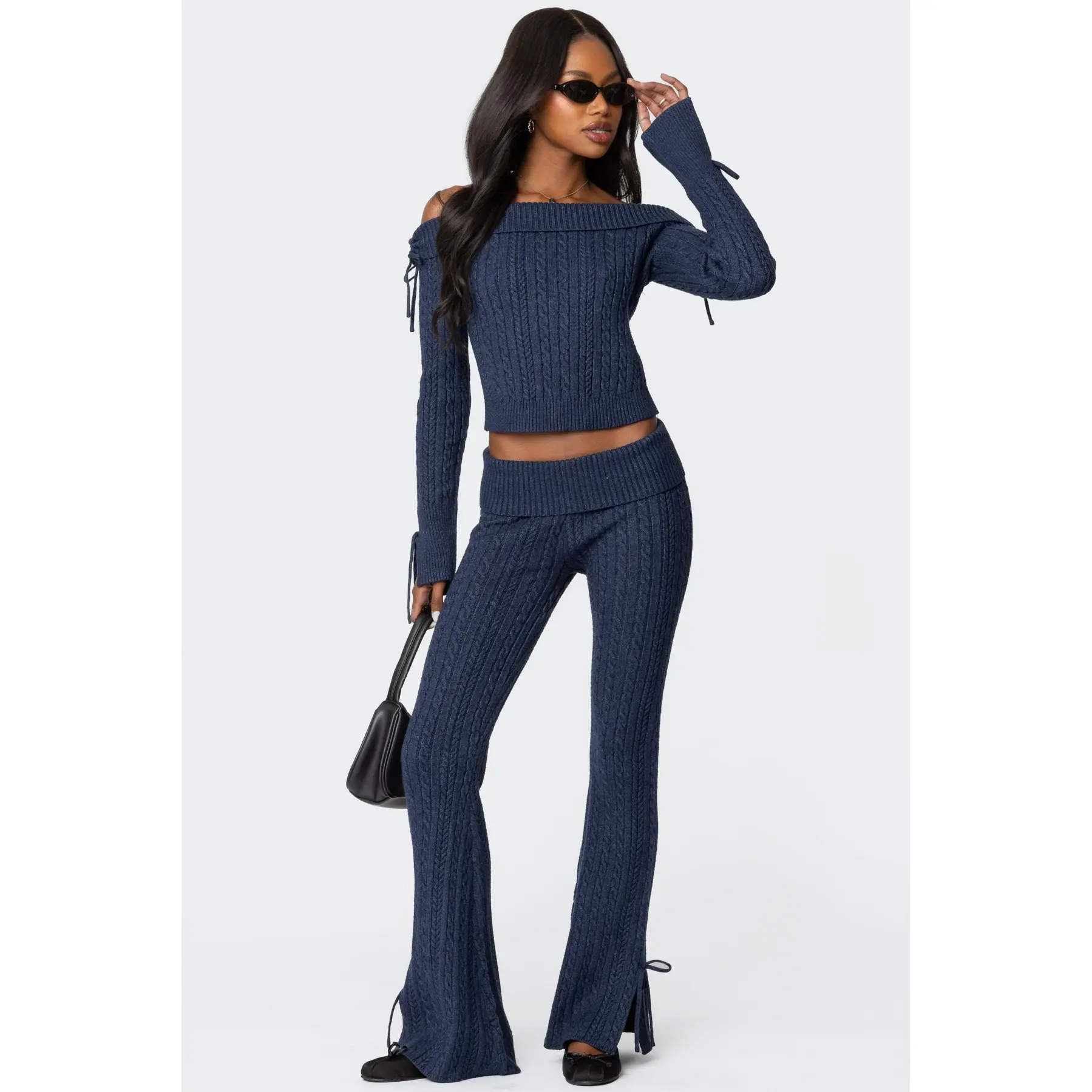 Chase Fold Over Cable Knit Pants Chase Fold Over Cable Knit Pants