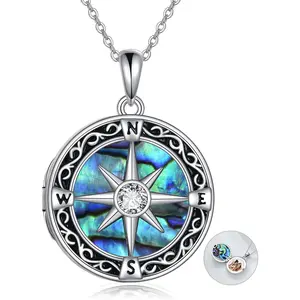 Compass Necklace for Men Triple Moon Goddess Necklace for Women 925 Sterling Silver Viking Wiccan Jewelry Graduation
