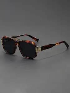 Retro Light Luxury Double Bridge Square Frame Glasses with Niche Decorative Parts High Street Punk Style Suitable for Both Men and Women
