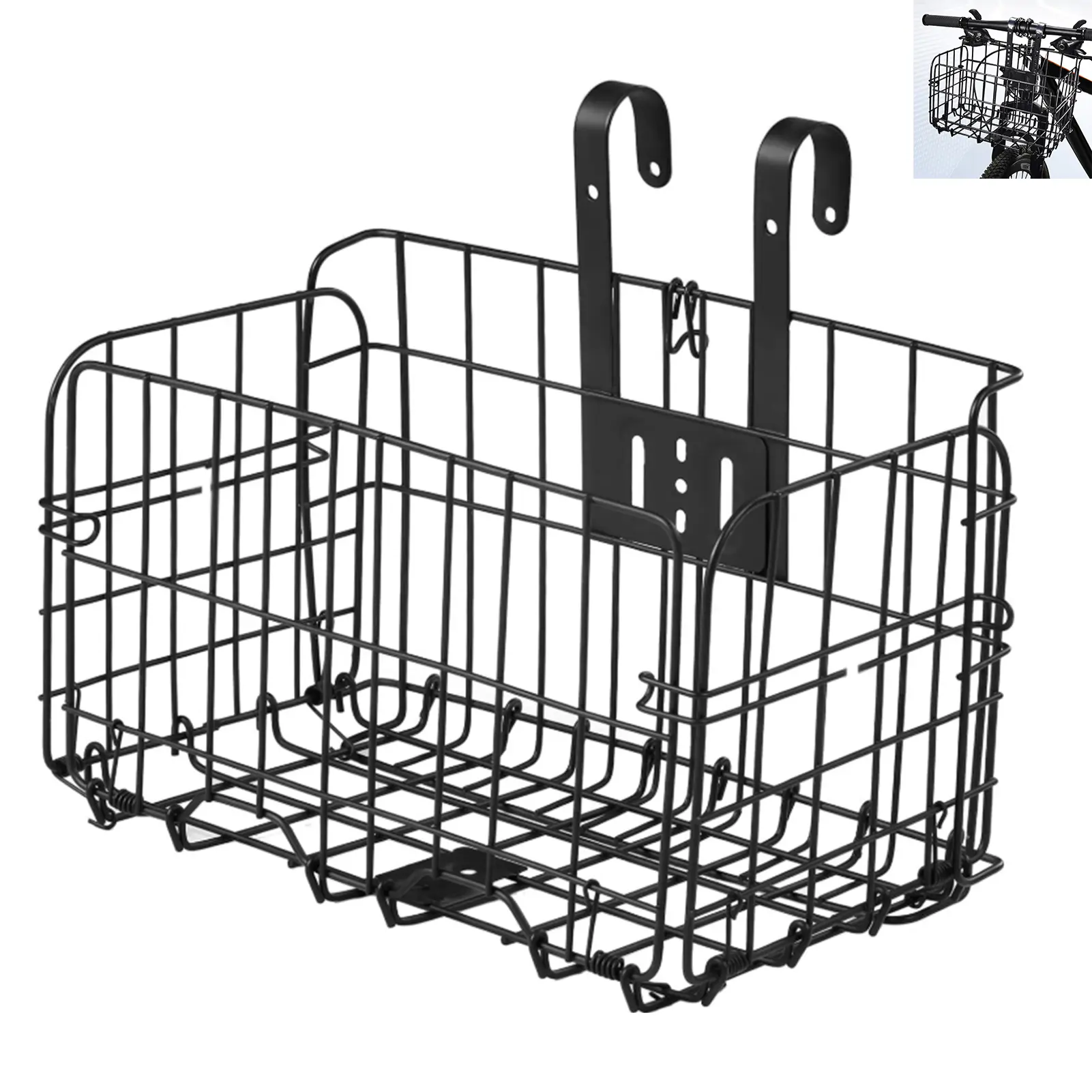 Heavy-Duty Foldable Iron Bicycle Basket, Quick-Release Front & Rear Mount Cargo Carrier, Bicycle Accessories for Shopping & Commuting, Cargo Rack Accessories, Collapsible