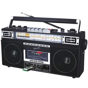 Supersonic SC-3201BT 4 Band Radio & Cassette Player Boombox, Bluetooth Speaker, AM/FM/SW Radio with MP3 Playback, USB & SD Card