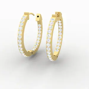 2 Carats Lab Diamond Eternity Hoop Earrings