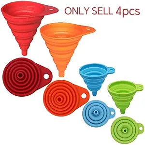 Kitchen Funnel Set, Collapsible Silicone Funnel, Food Grade Kitchenware & Kitchen Gadgets for Filling Water Bottles Liquid Transfer Essential Tools