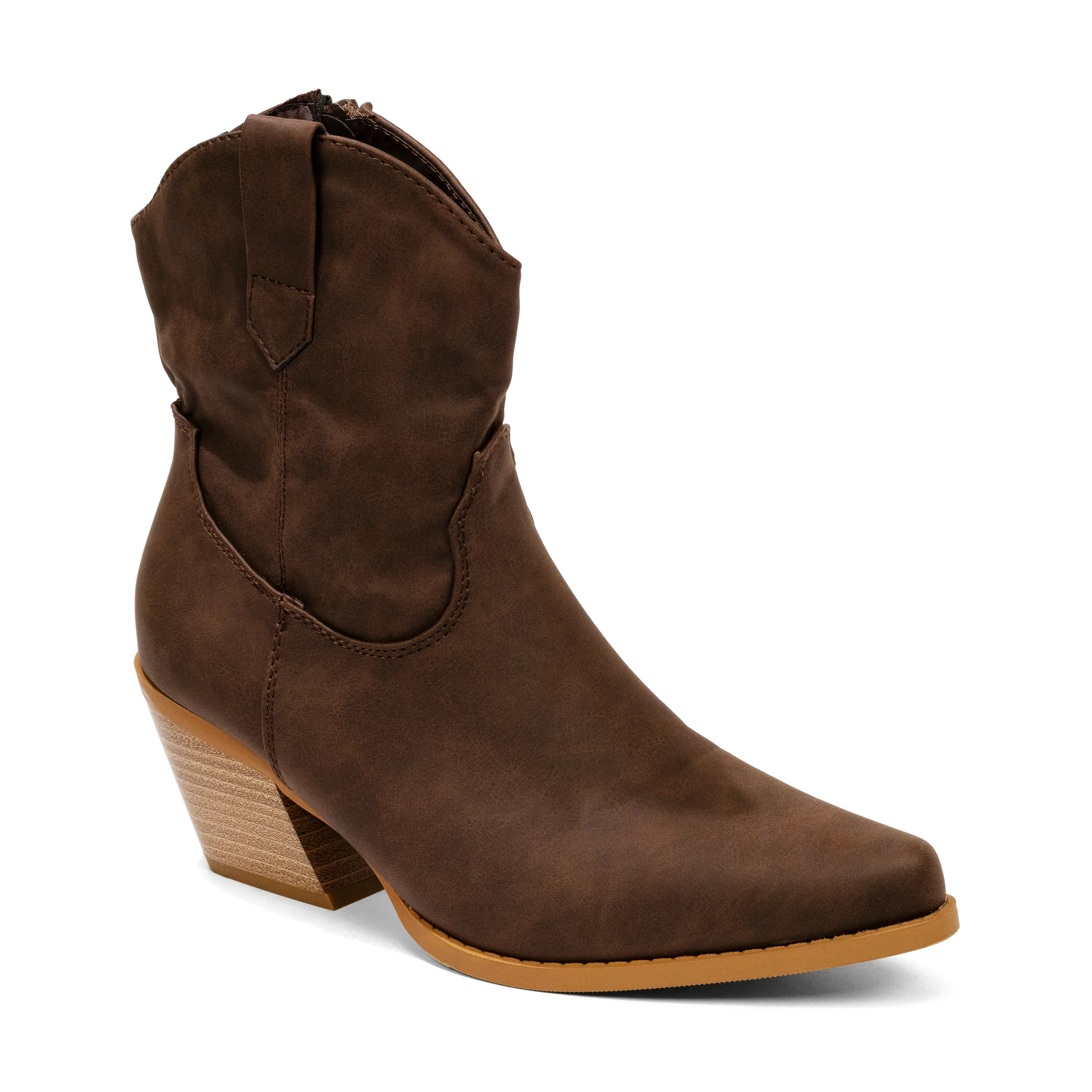Samantha - Women’s Western Ankle Boots, Side Zipper Cowboy Booties with Chunky Stacked Heel, Pointed Toe Fashion Boots, Comfortable Everyday Country Footwear for Casual Wear & Seasonal Styling