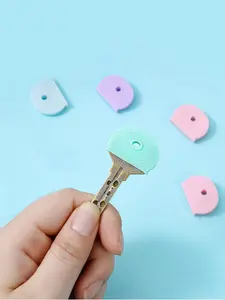 Random Color Key Cap Covers, 5pcs Cute Silicone Key Cap Covers for Keychain, Versatile Accessories for Door Key for Daily Use, Keychain Kawaii