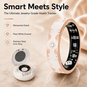 V10 Volt Smart Ring for Women Health Tracking, Enamel Fitness Tracker with Heart Rate & Sleep Monitor, IP68 Waterproof Smart Jewelry Wearable