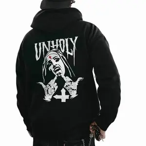 Unholy Gothic Hoodie, Edgy Gothic Graphic Hoodie, Unholy Nun Hoodie, Grunge Streetwear Unisex Style