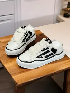 High-Version Versatile Bone Shoes Unisex Canvas Sneakers Trainer Couple Sport Casual Board Shoes, Textile Upper, Patchwork Pattern, All Seasons