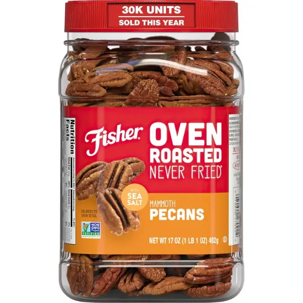 Oven Roasted Never Fried Mammoth Pecans, 17 Ounces | Pack Of 1, Heart Healthy Snacks For Adults, Made With Sea Salt, No Added Oil Or Artificial Ingredients, Gluten Free